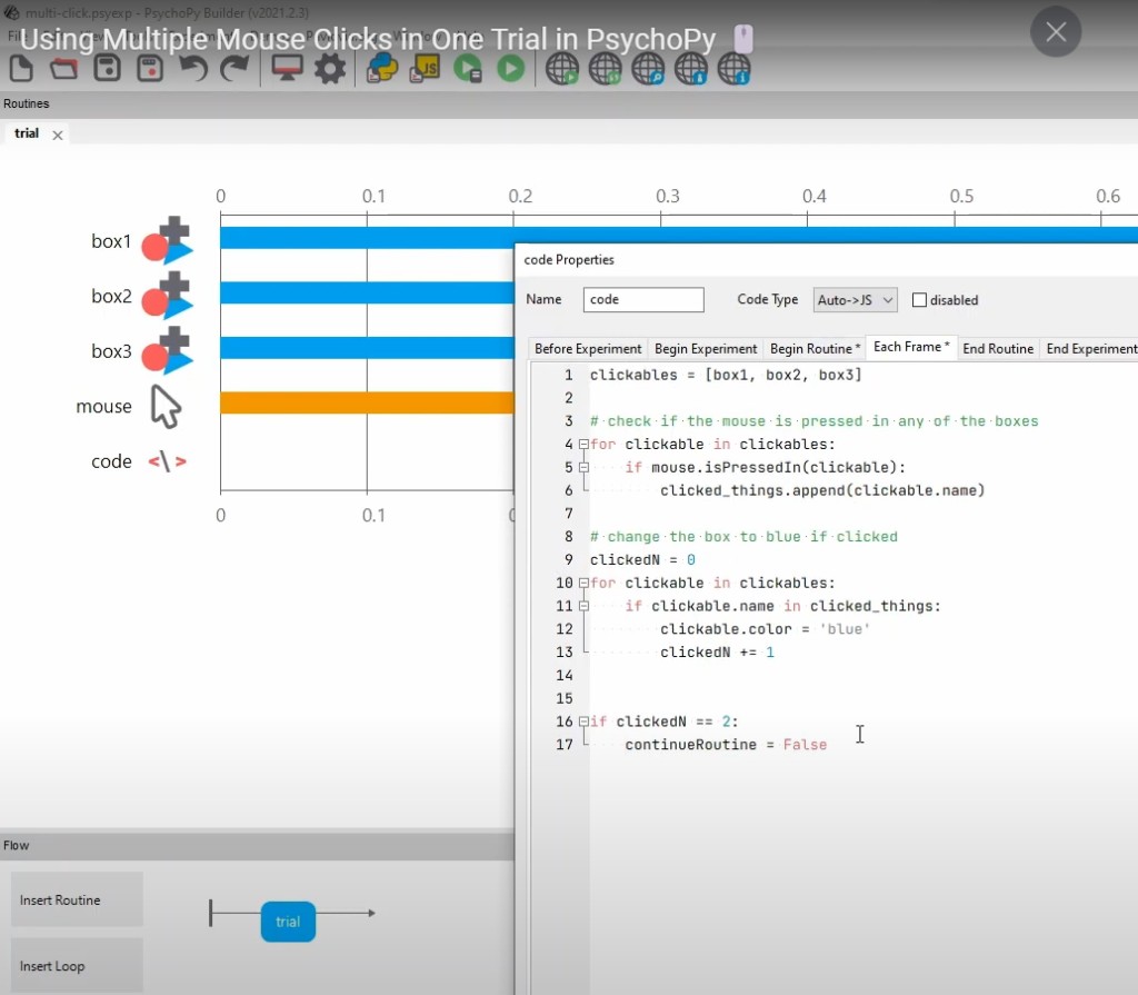 PsychoPy Builder screenshot